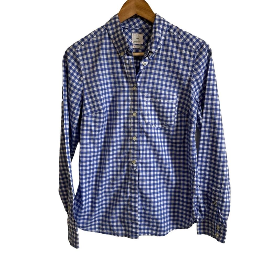 Gap women’s button up blouse xs blue white‎